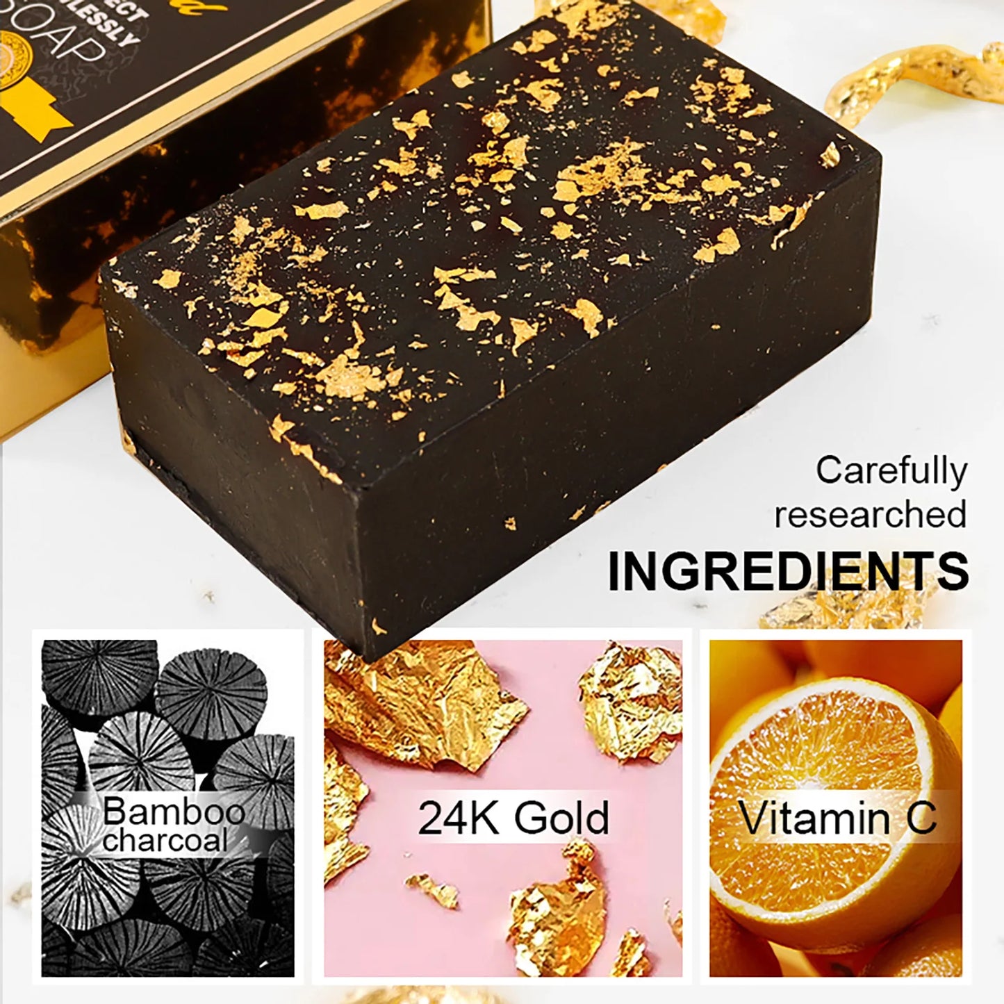 24K Gold Foil Whitening Soap Bar