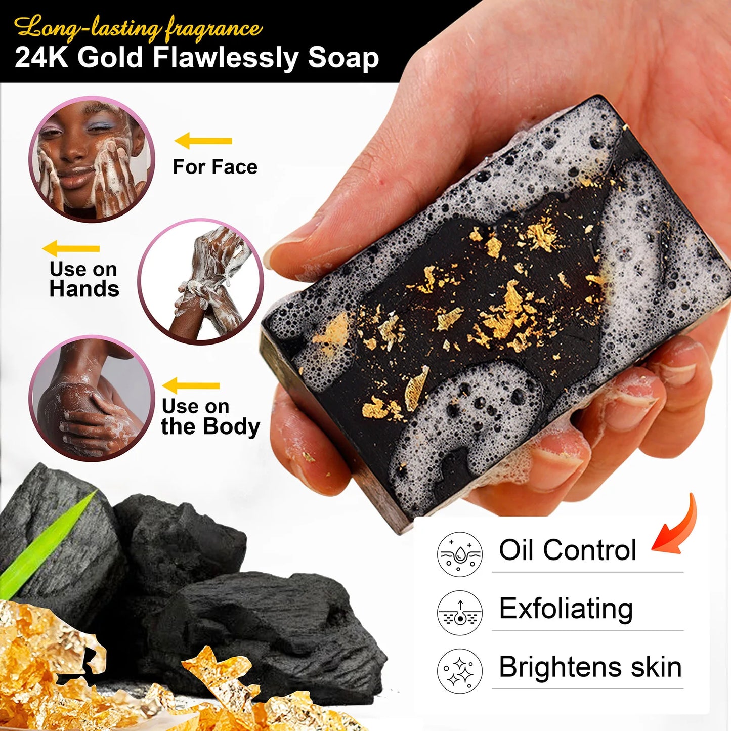 24K Gold Foil Whitening Soap Bar